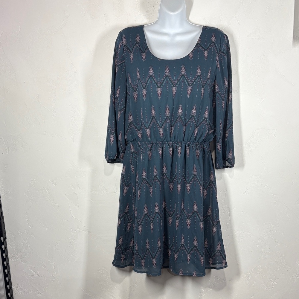 Maurices Teal and Pink Patterned Dress size large